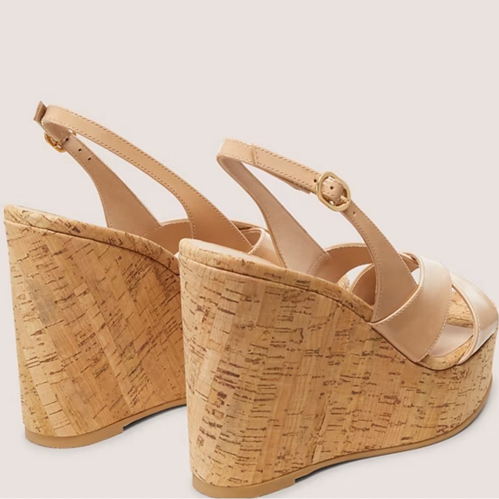 🌹STUART WEITZMAN🌹 Dayna Slingback Wedge Adobe Beige Size: 7.5B - Picture 3 of 12